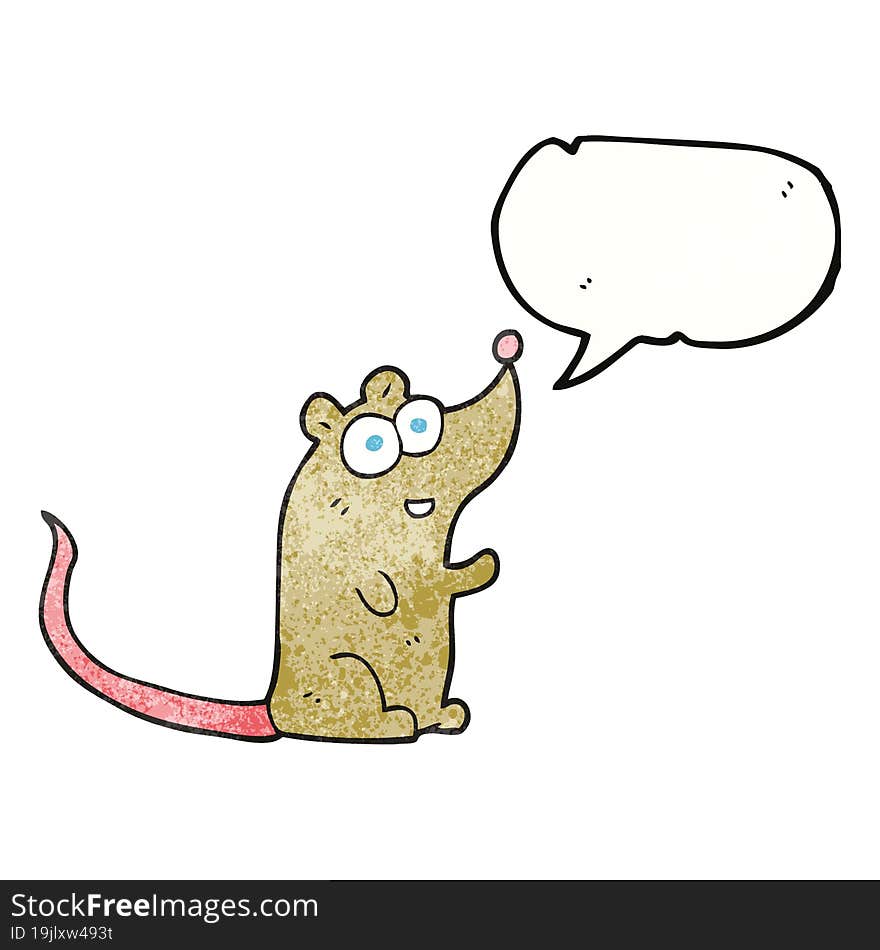 freehand speech bubble textured cartoon mouse