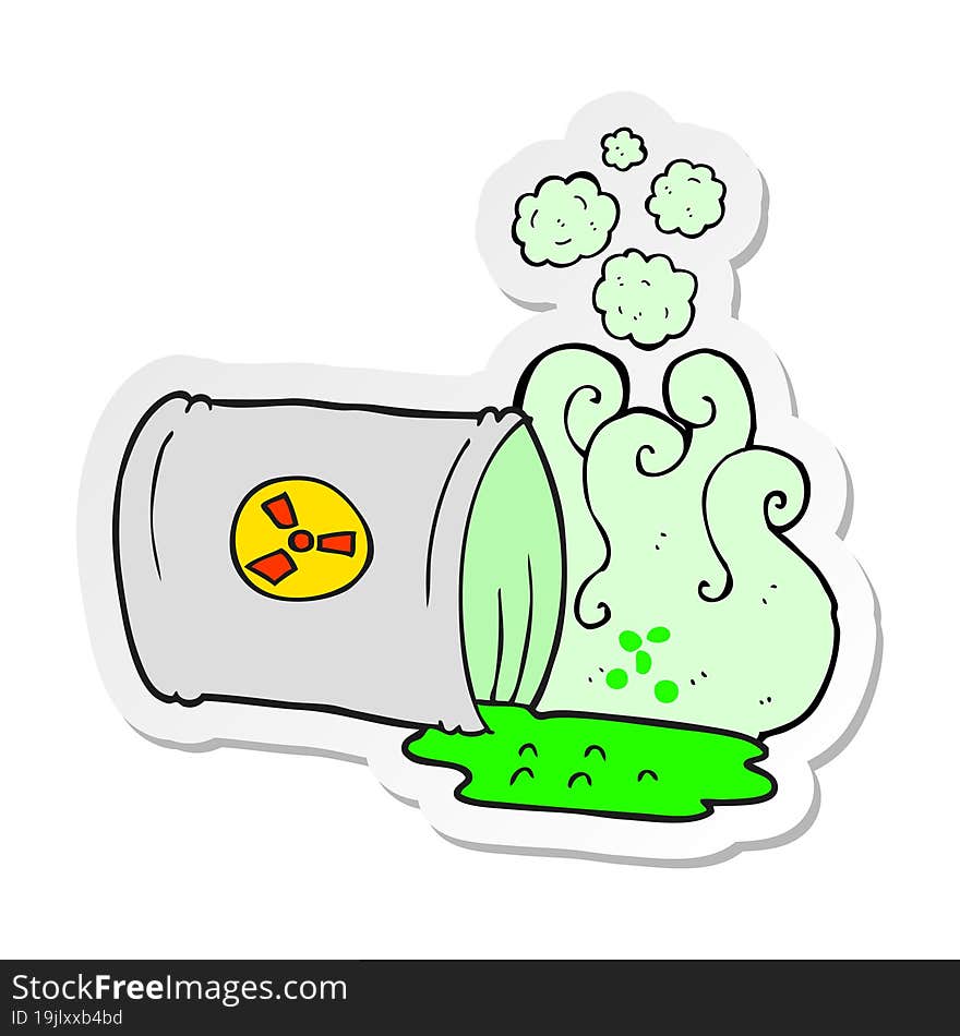 Sticker Of A Cartoon Nuclear Waste