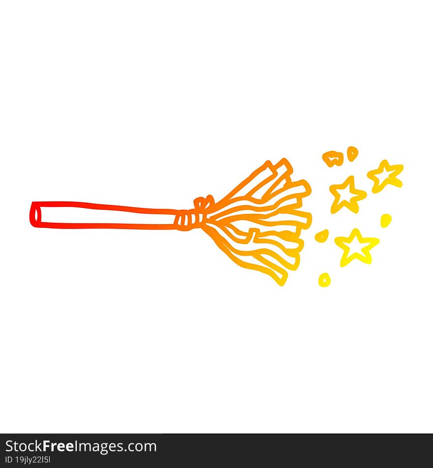 warm gradient line drawing of a cartoon magic broom sticks