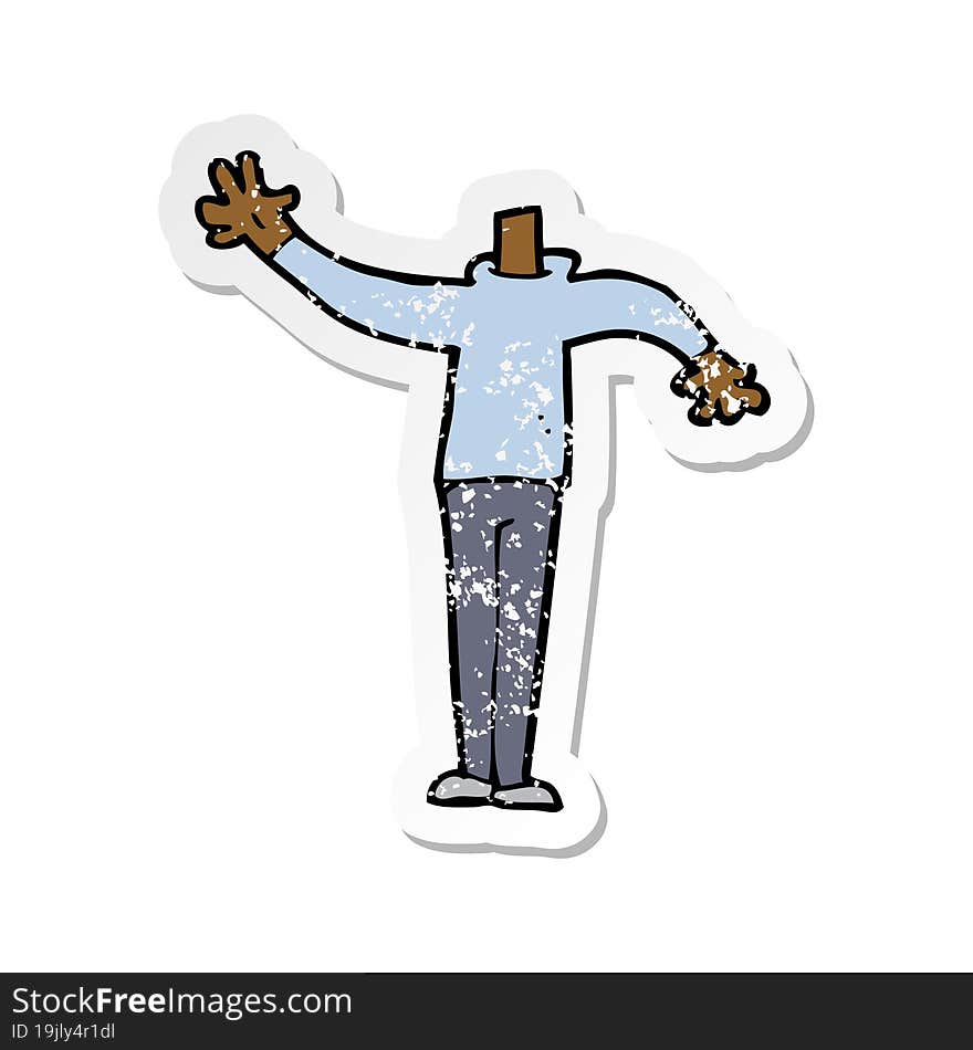 Retro Distressed Sticker Of A Cartoon Male Gesturing Body