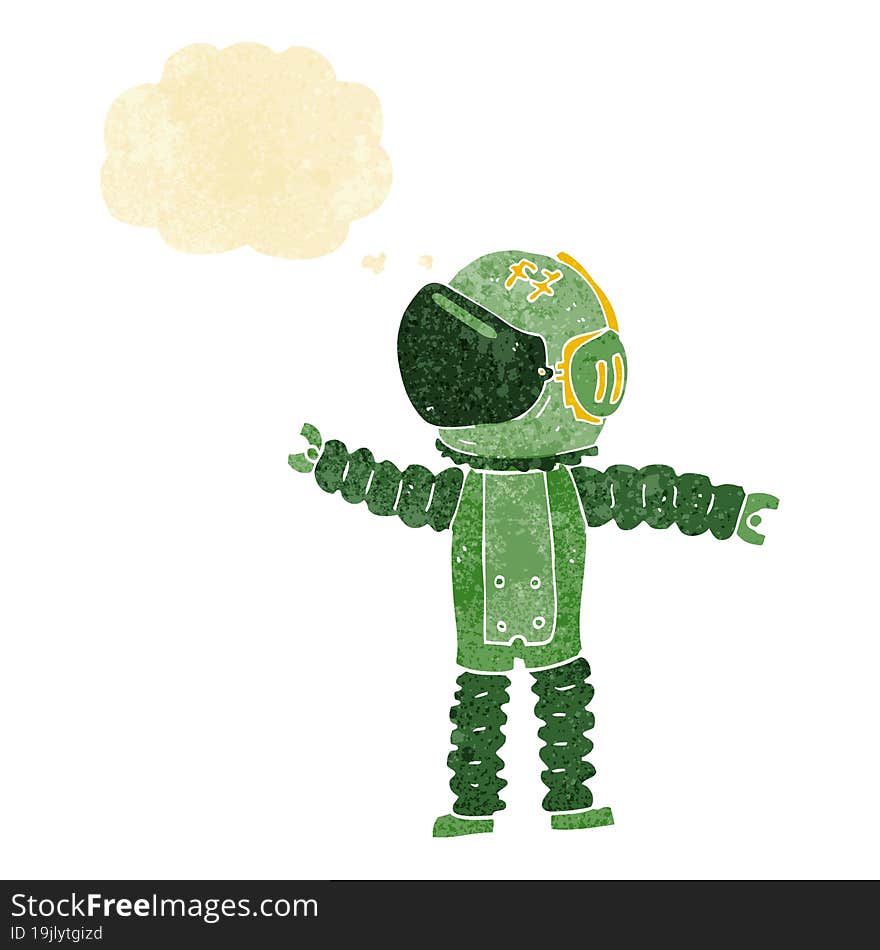 Cartoon Astronaut Reaching With Thought Bubble