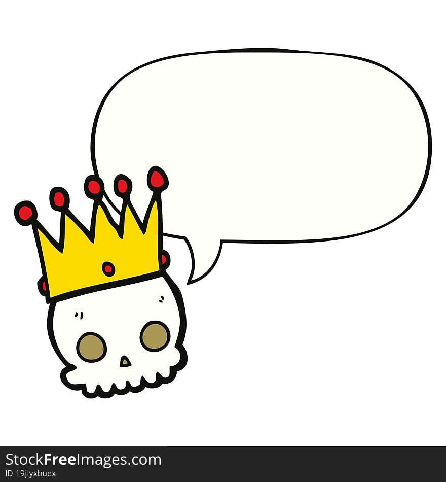 cartoon skull and crown and speech bubble