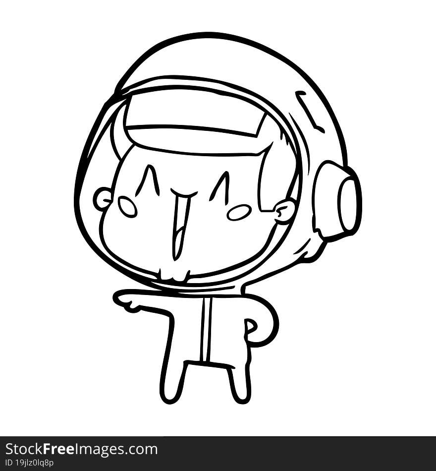 happy cartoon astronaut pointing. happy cartoon astronaut pointing