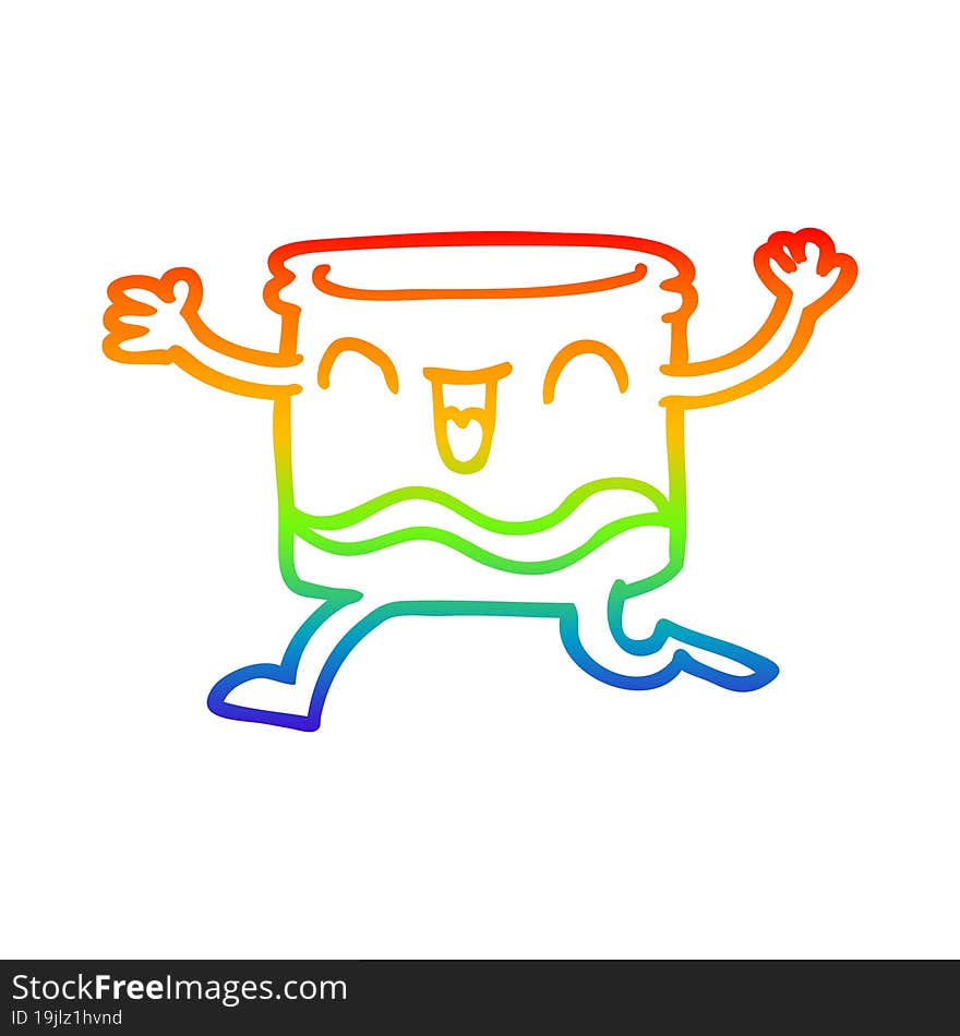 rainbow gradient line drawing of a cartoon happy tumbler