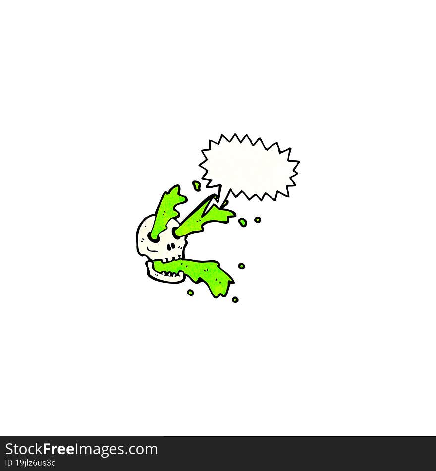 gross slime squirting skull cartoon