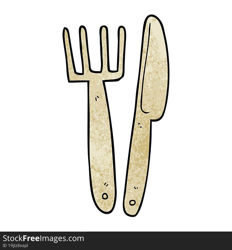 cartoon doodle plastic knife and fork