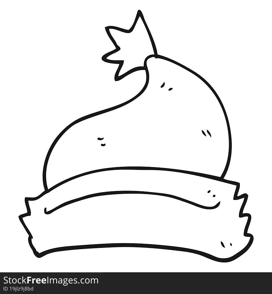 black and white cartoon christmas hat