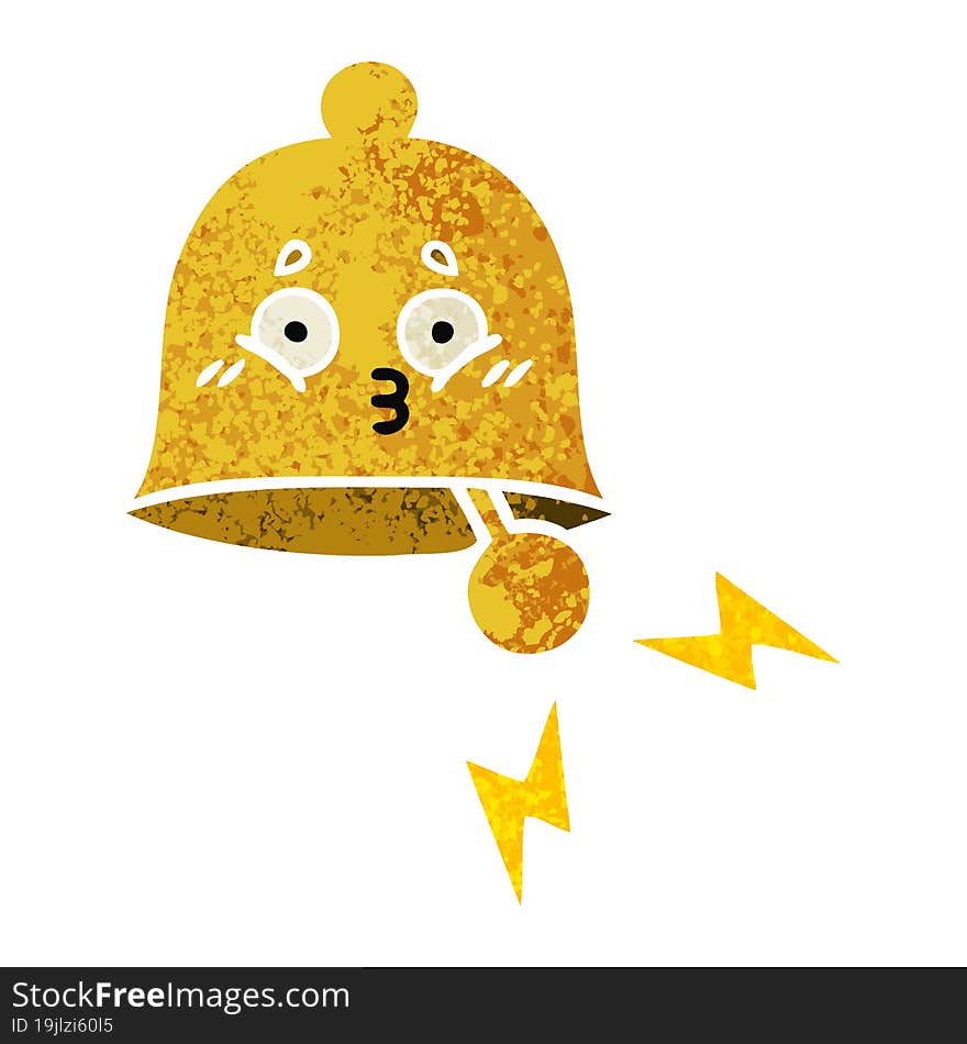 retro illustration style cartoon of a ringing bell