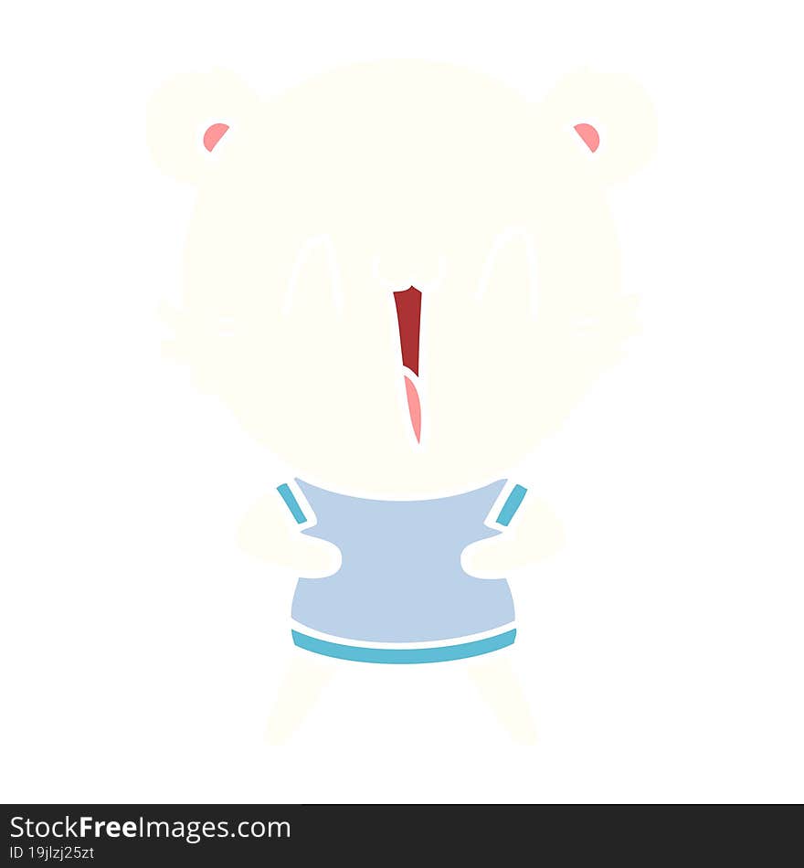 Happy Polar Bear Flat Color Style Cartoon