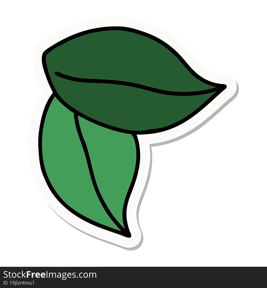 tattoo style sticker of leaves