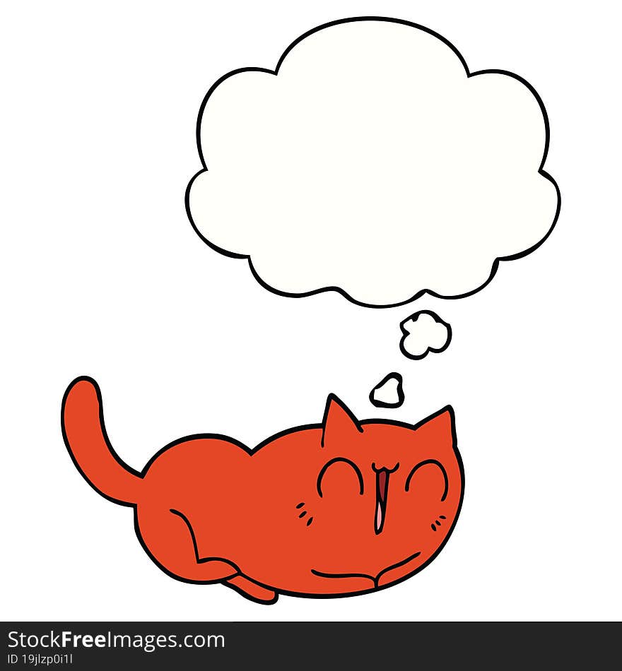 happy cartoon cat with thought bubble. happy cartoon cat with thought bubble