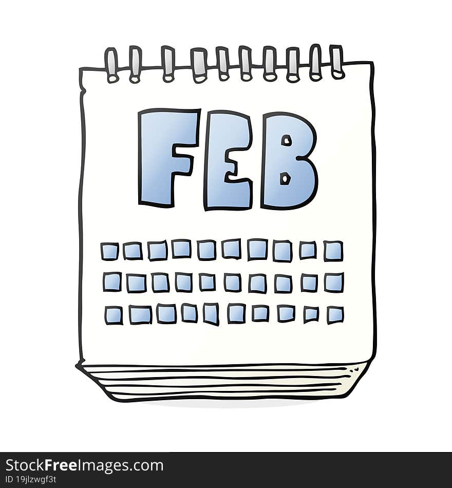 cartoon calendar showing month of february