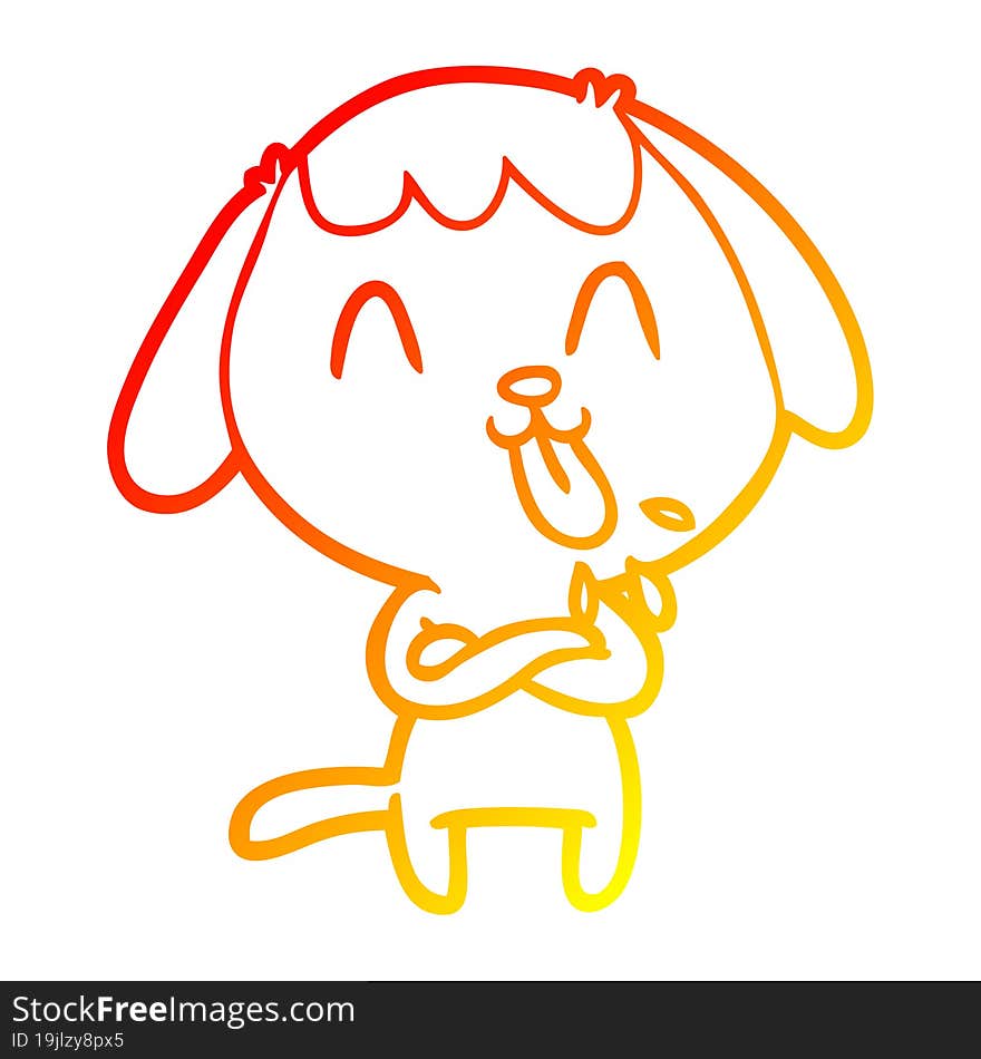 Warm Gradient Line Drawing Cute Cartoon Dog