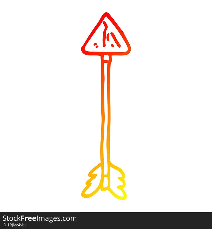 warm gradient line drawing cartoon straight arrow