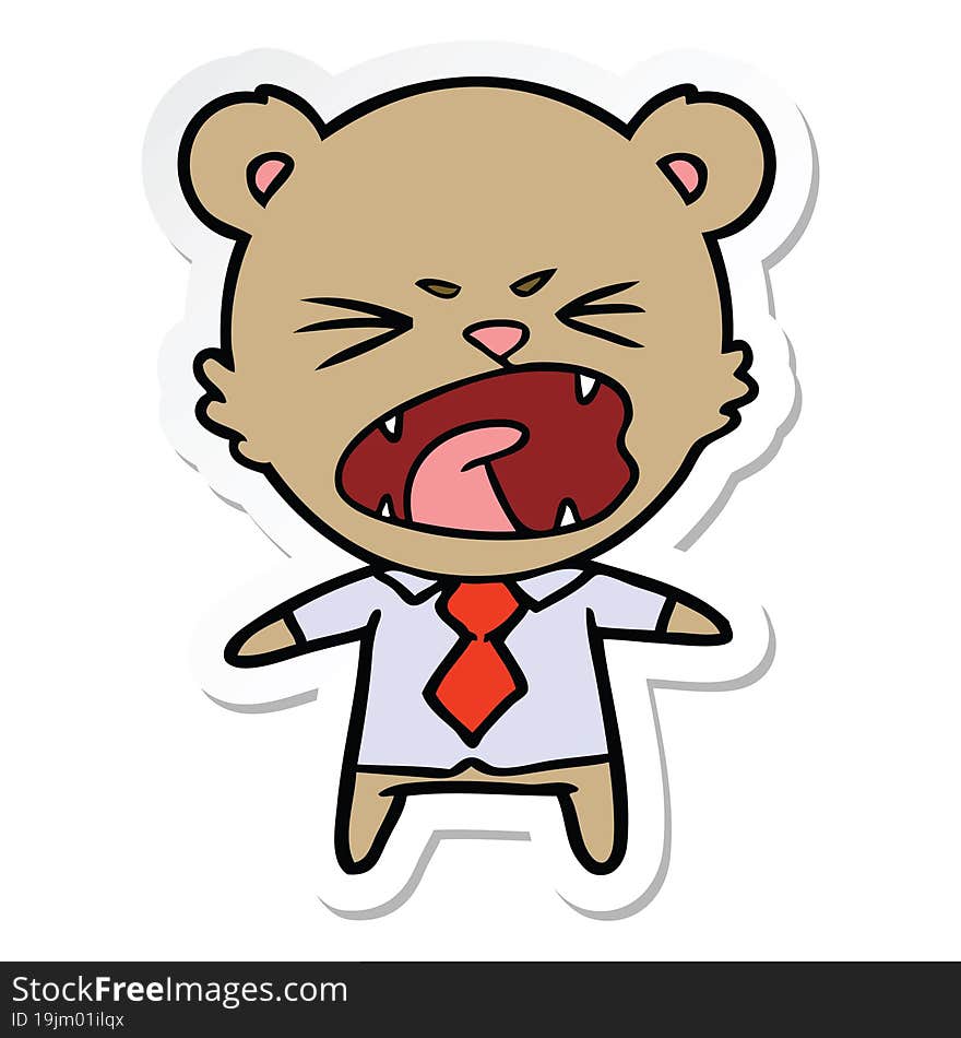 sticker of a angry cartoon bear