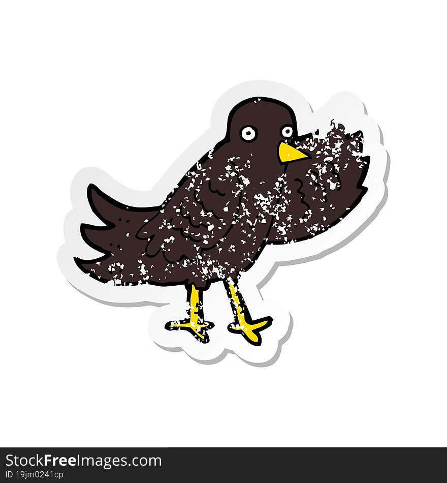 retro distressed sticker of a cartoon waving bird