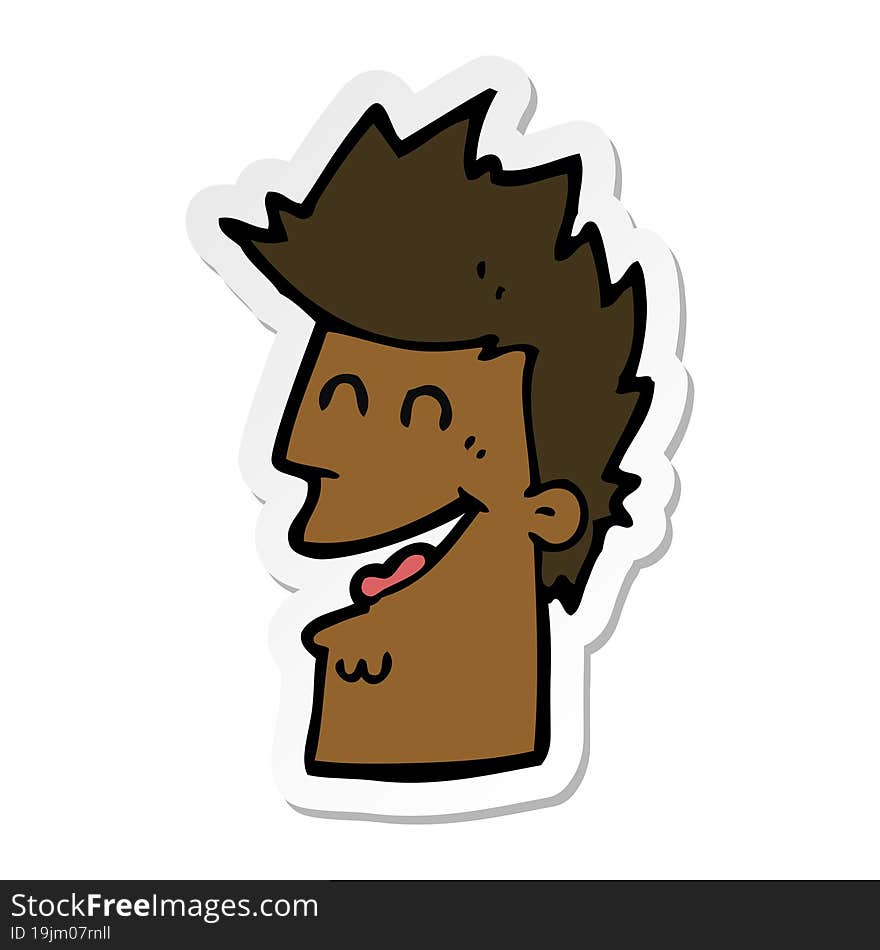 Sticker Of A Cartoon Happy Man