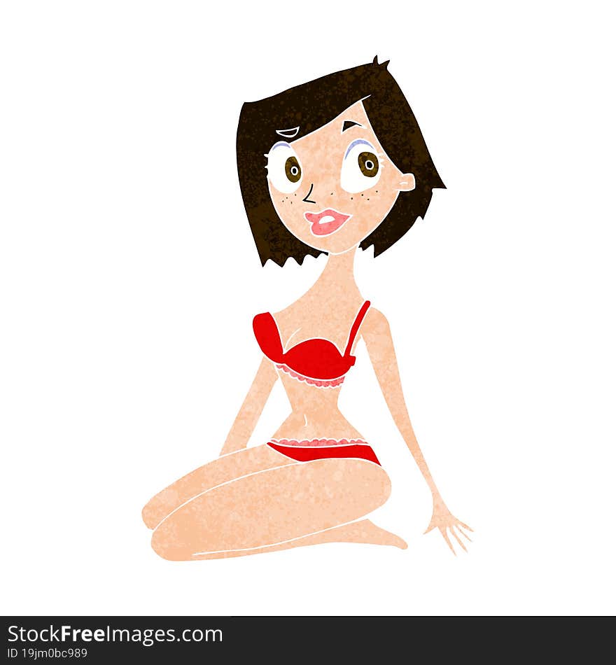 cartoon pretty woman in underwear