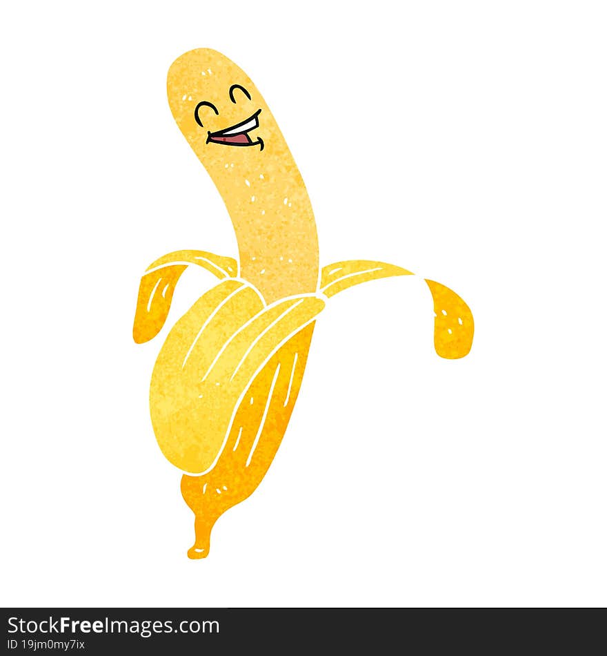 freehand retro cartoon banana