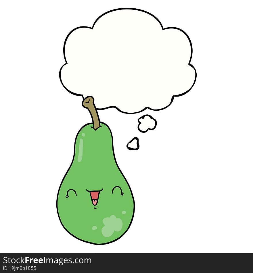 cartoon pear and thought bubble