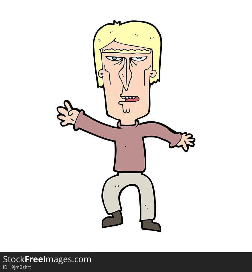 cartoon angry man waving warning