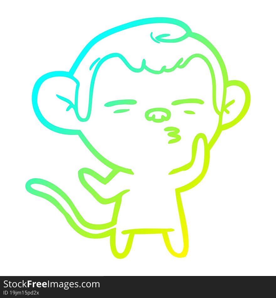 cold gradient line drawing cartoon suspicious monkey