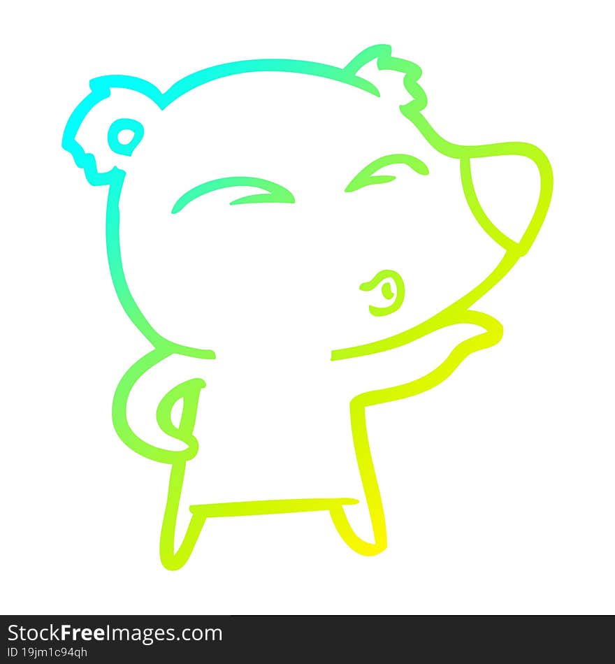 cold gradient line drawing cartoon whistling bear