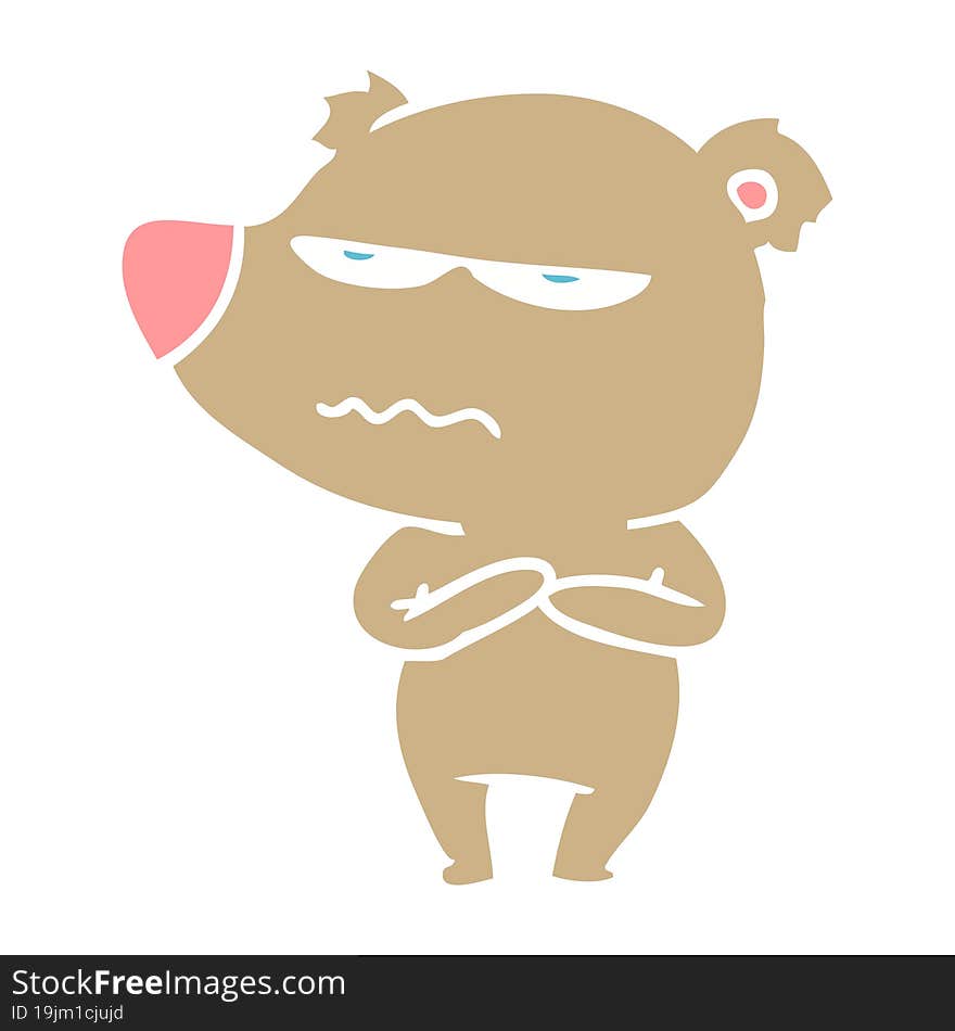 angry bear flat color style cartoon