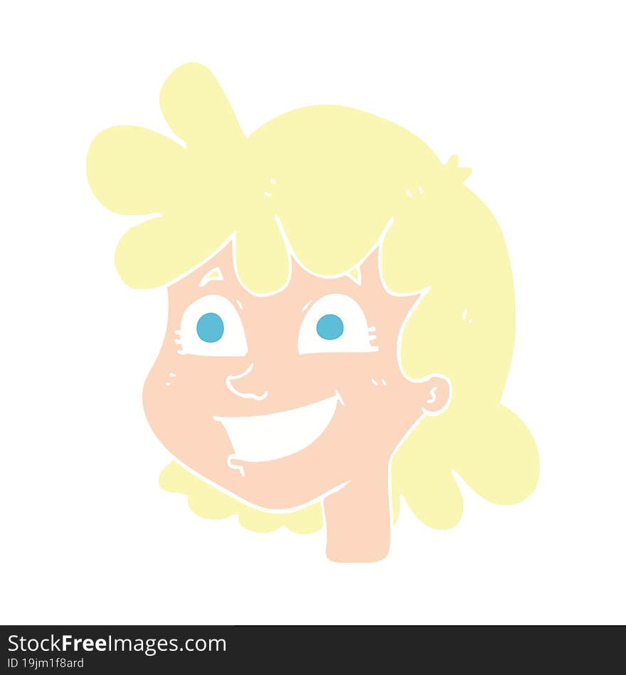 flat color illustration of female face. flat color illustration of female face