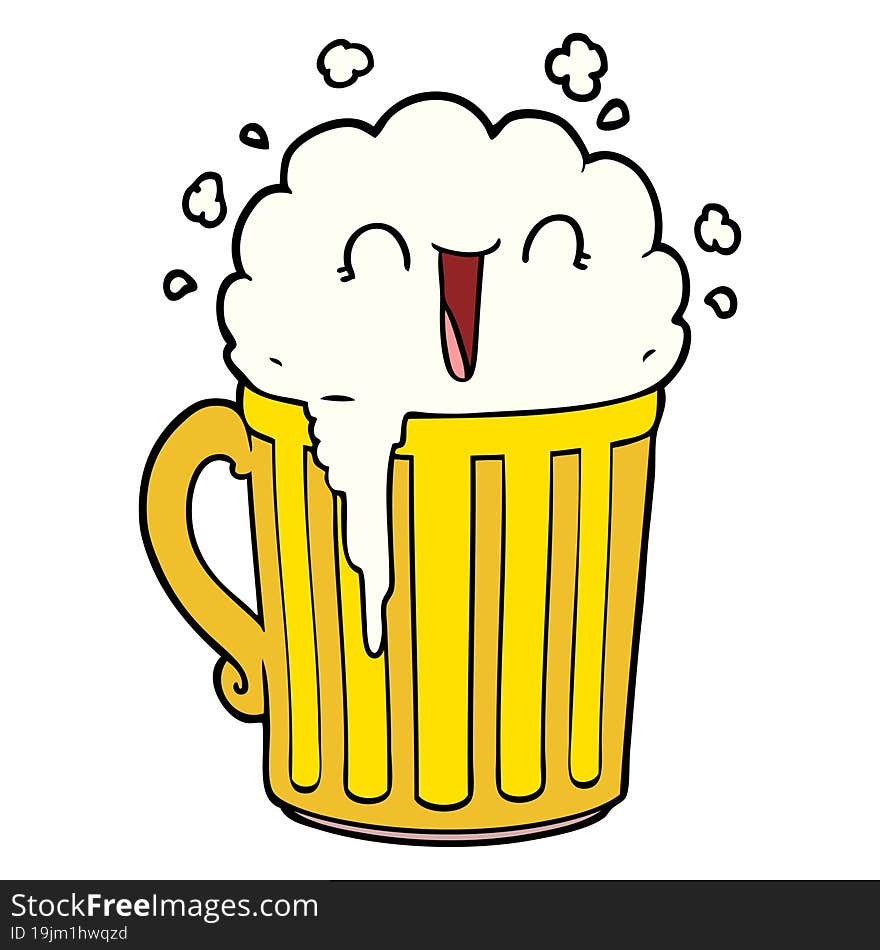 happy cartoon mug of beer. happy cartoon mug of beer