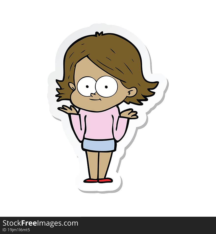 sticker of a happy cartoon girl