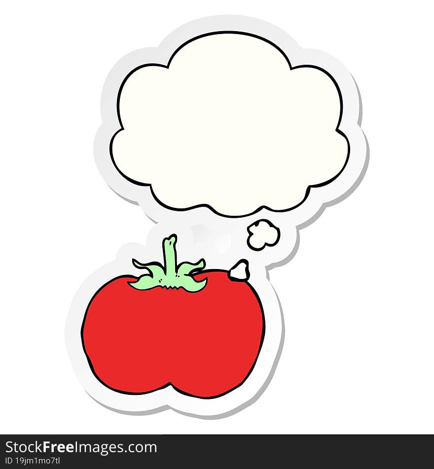 cartoon tomato and thought bubble as a printed sticker