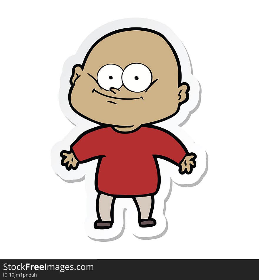 Sticker Of A Cartoon Bald Man Staring