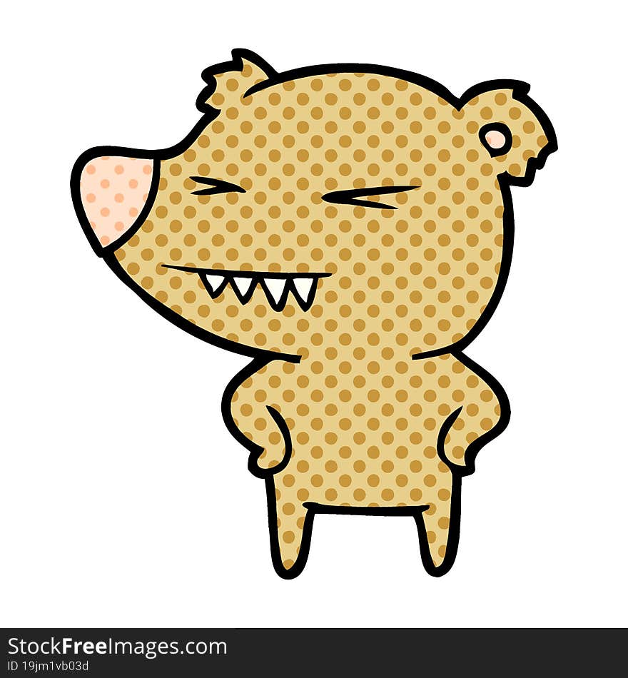 angry bear cartoon with hands on hips. angry bear cartoon with hands on hips