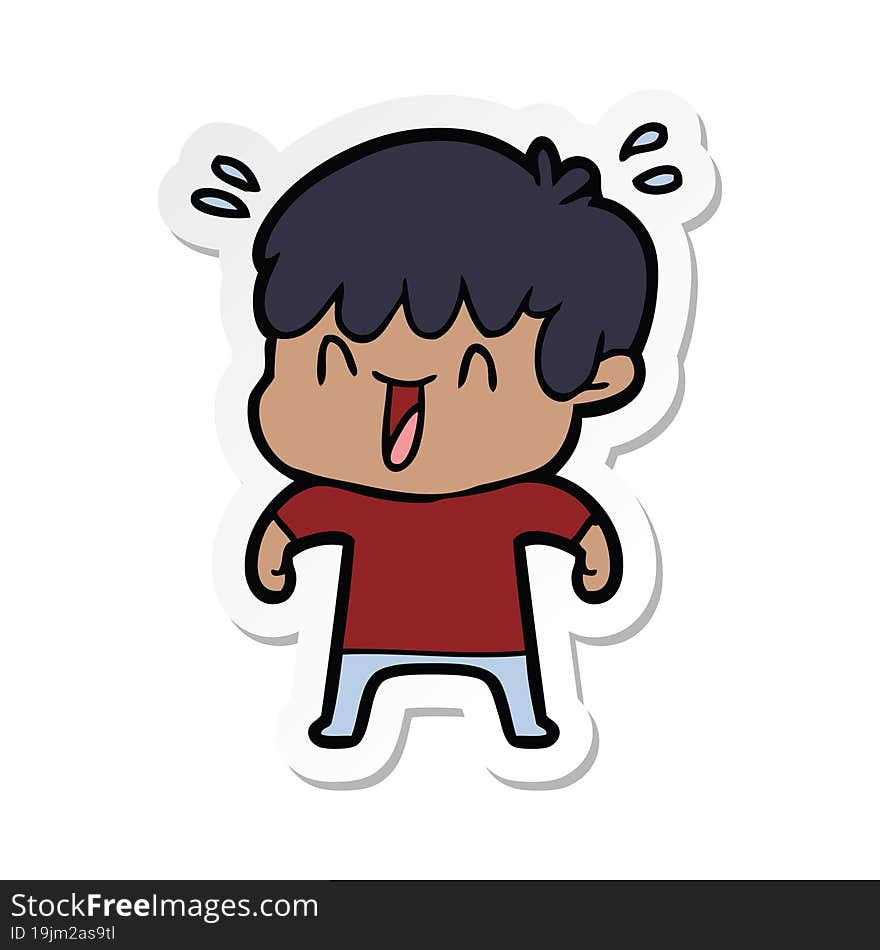 sticker of a cartoon laughing boy