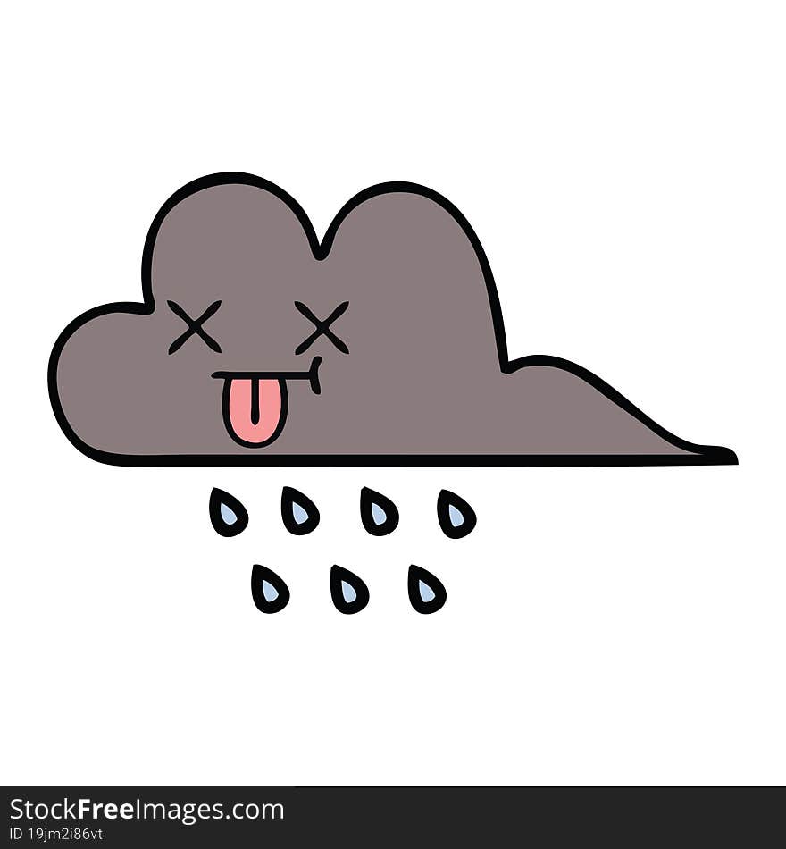 cute cartoon of a storm rain cloud