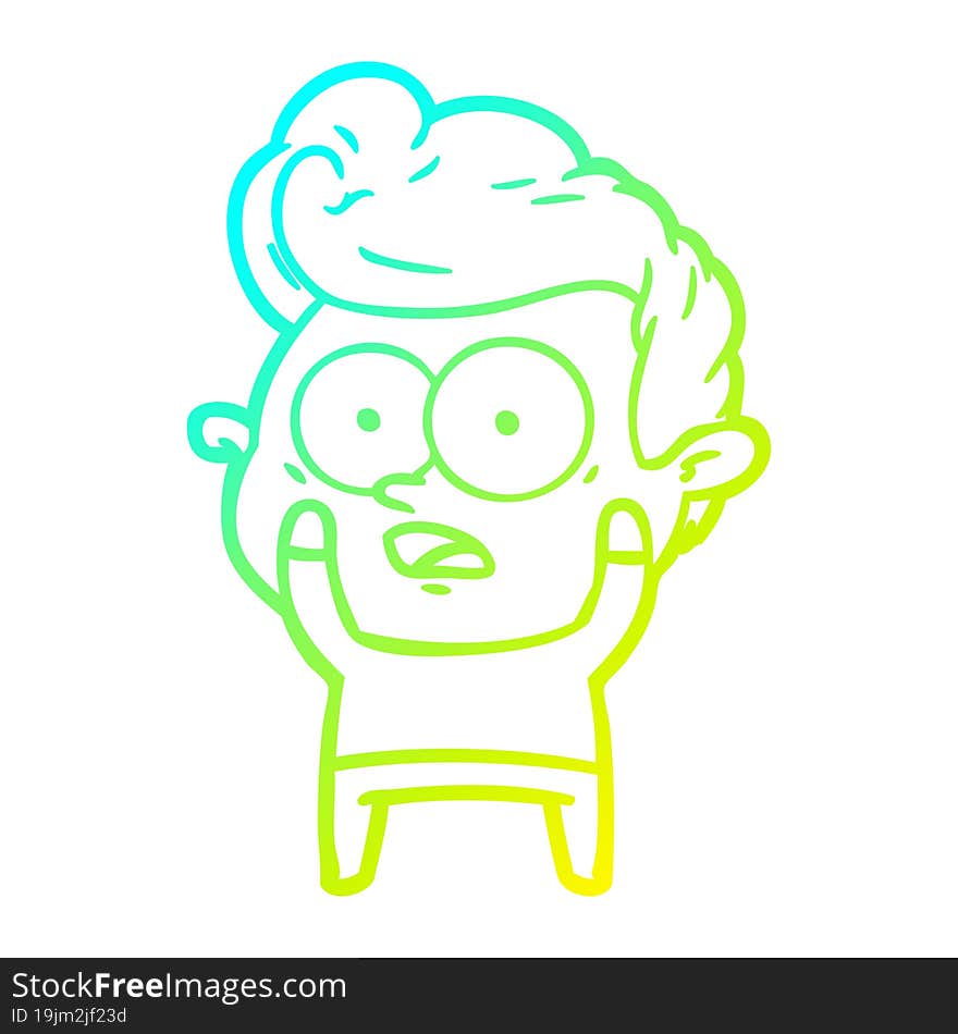 Cold Gradient Line Drawing Cartoon Staring Man