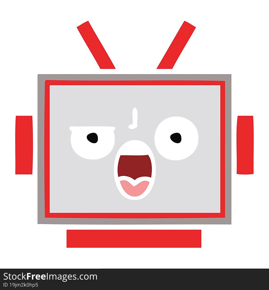 flat color retro cartoon robot head