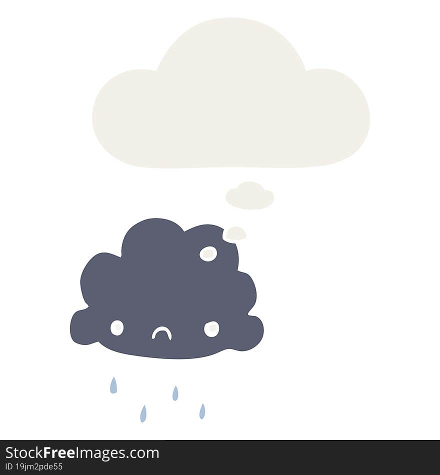 cartoon storm cloud and thought bubble in retro style