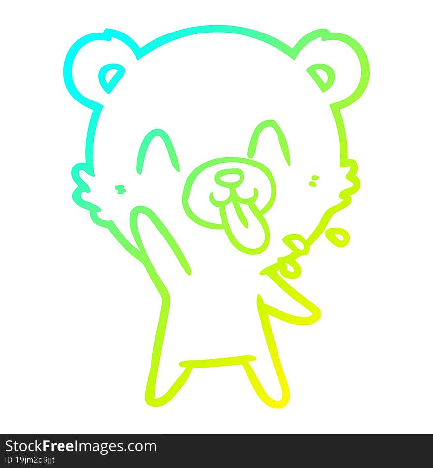 cold gradient line drawing rude cartoon bear