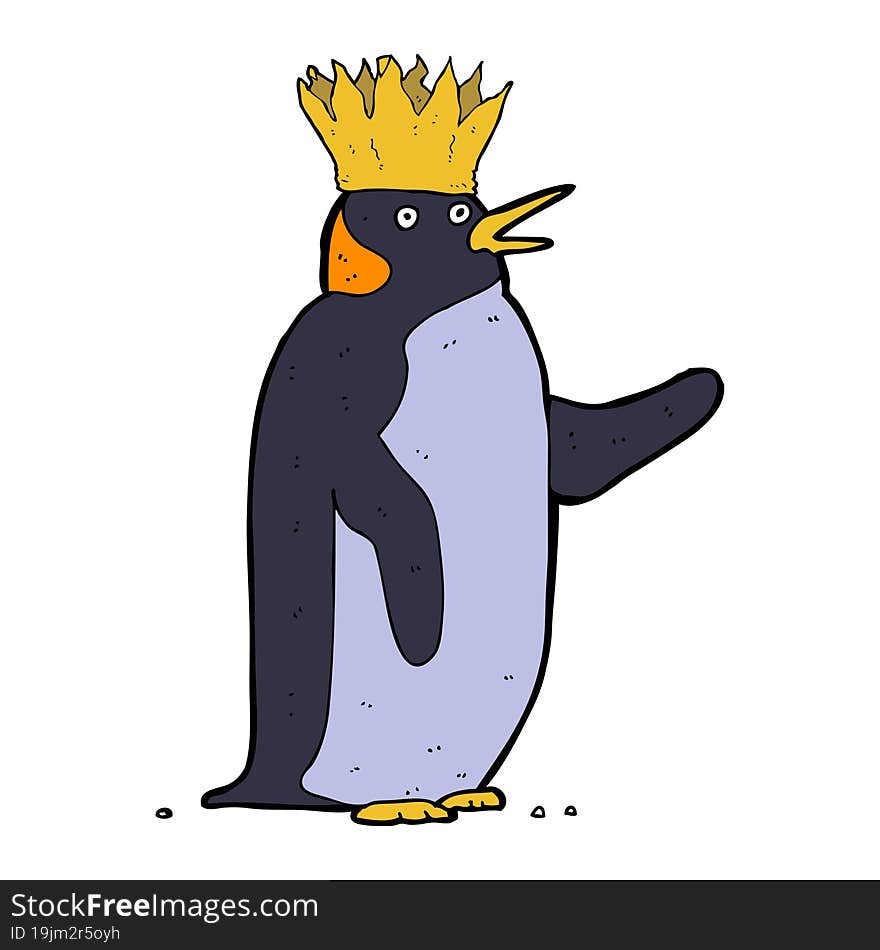 cartoon emperor penguin waving