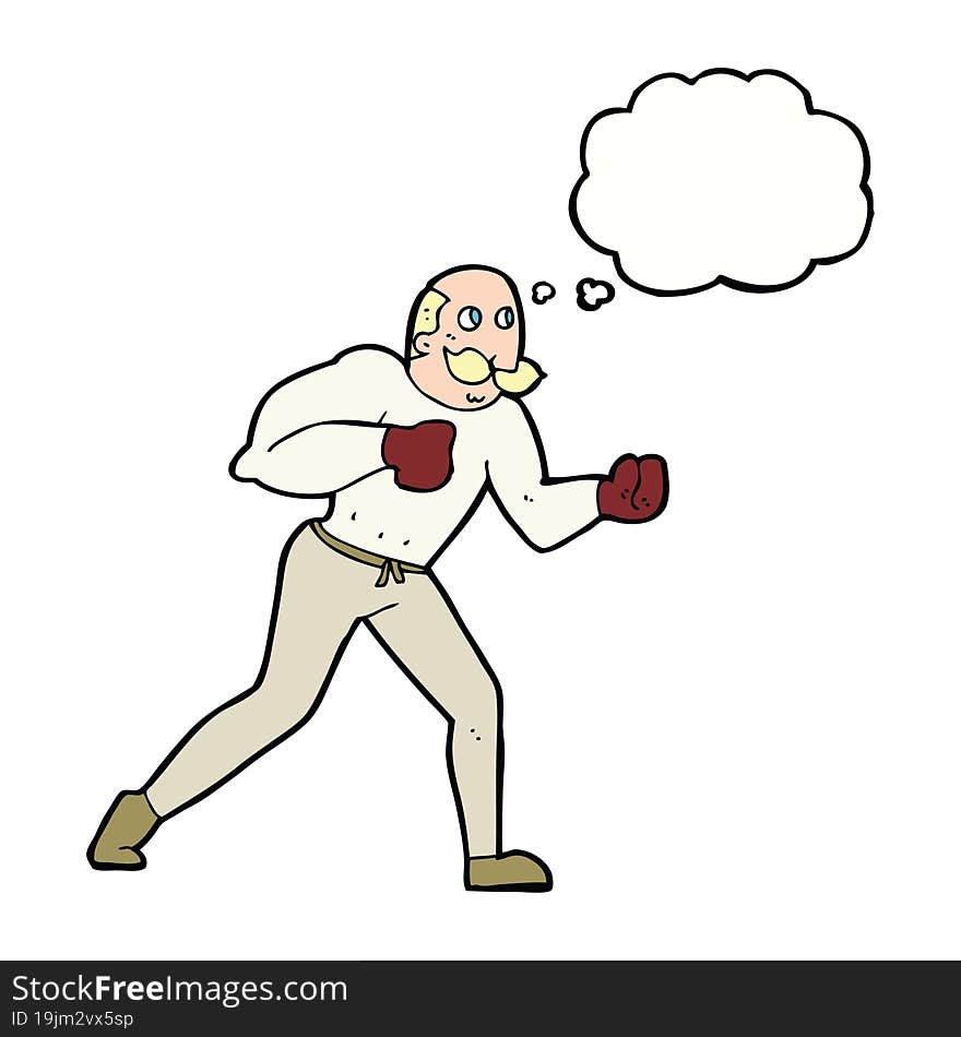 Cartoon Retro Boxer Man With Thought Bubble