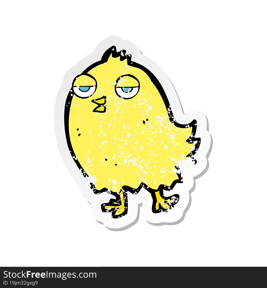 retro distressed sticker of a funny cartoon bird