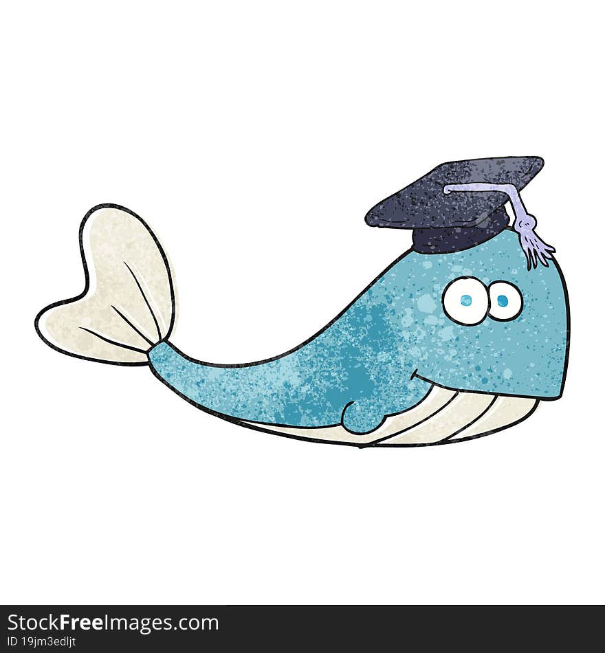 textured cartoon whale graduate