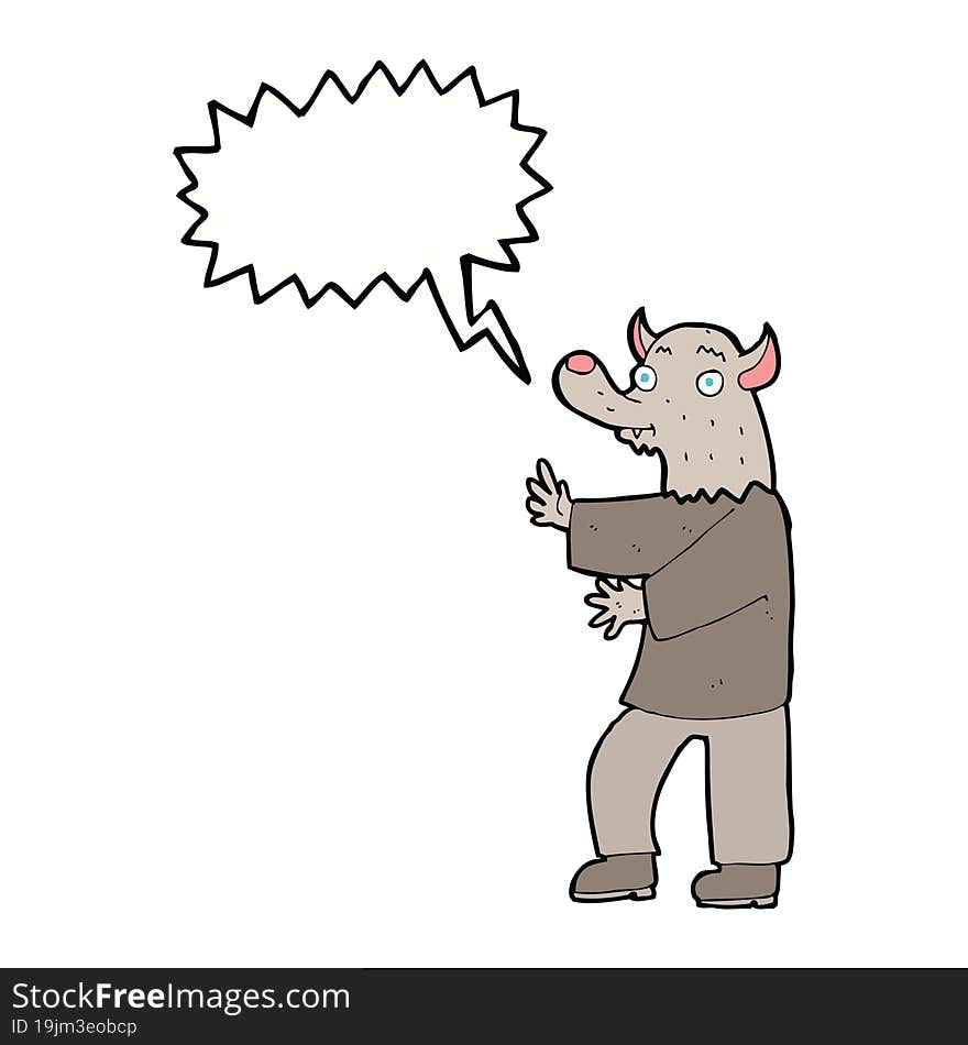 cartoon werewolf with speech bubble