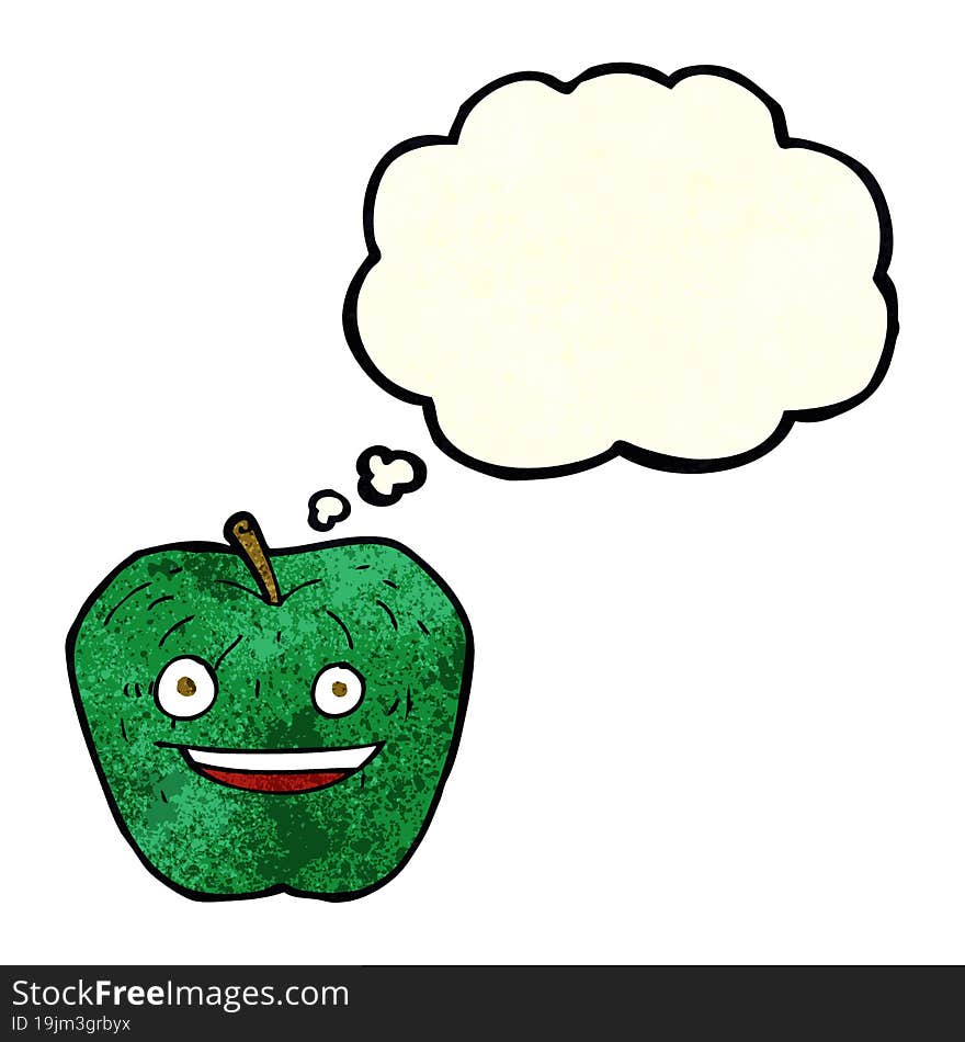 cartoon apple with thought bubble