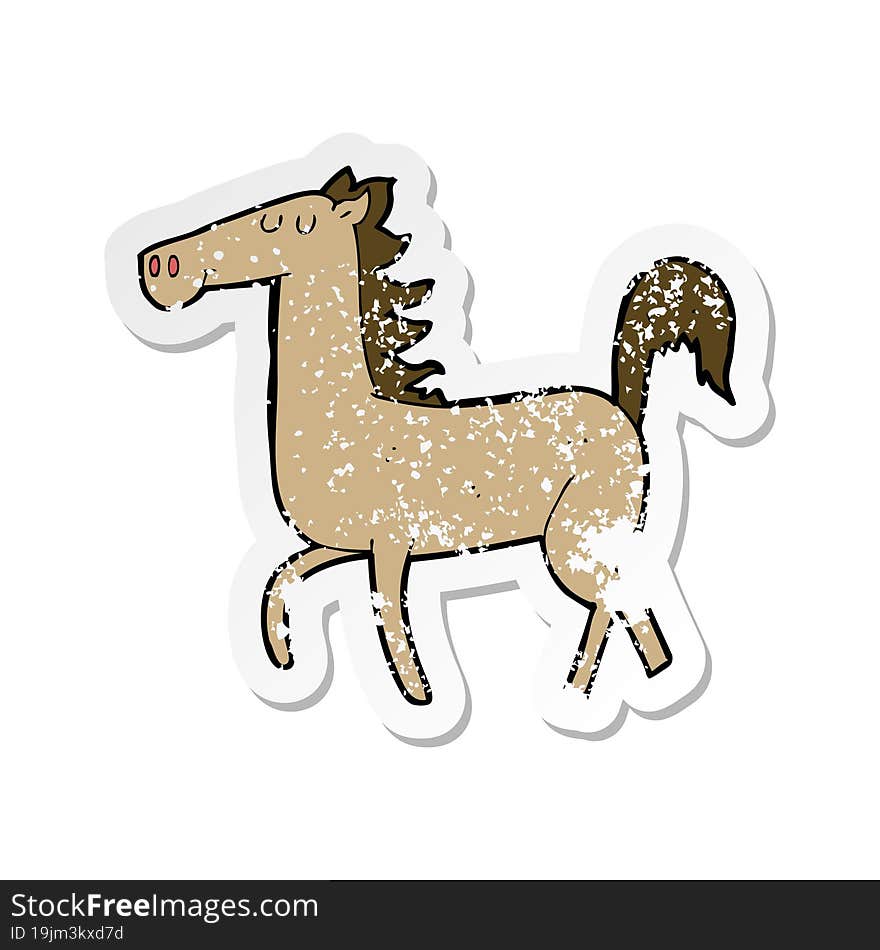 retro distressed sticker of a cartoon horse