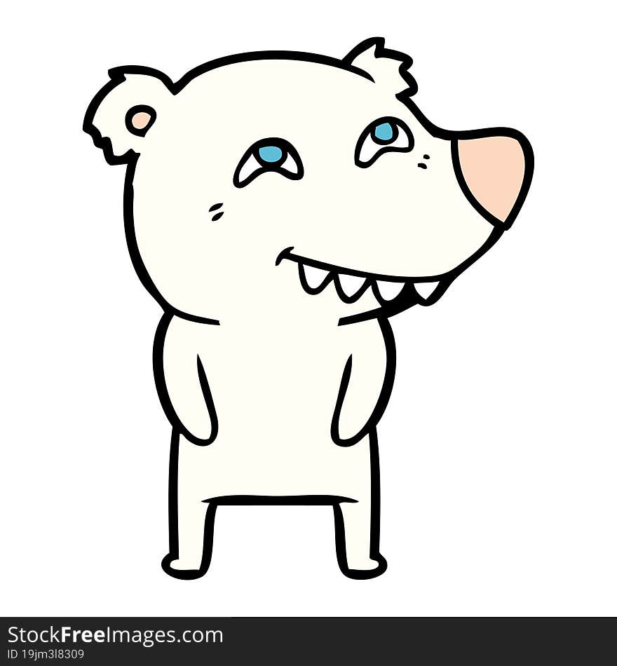 cartoon polar bear showing teeth. cartoon polar bear showing teeth