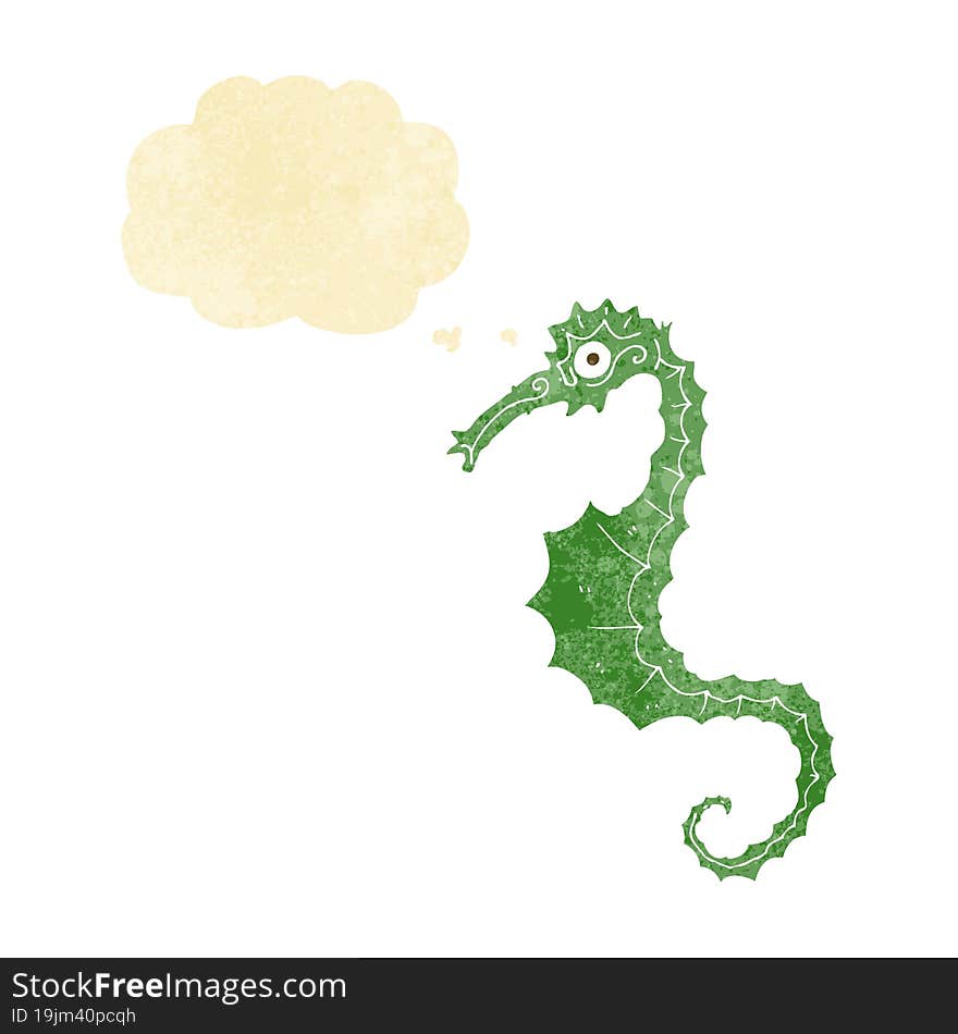 cartoon sea horse with thought bubble