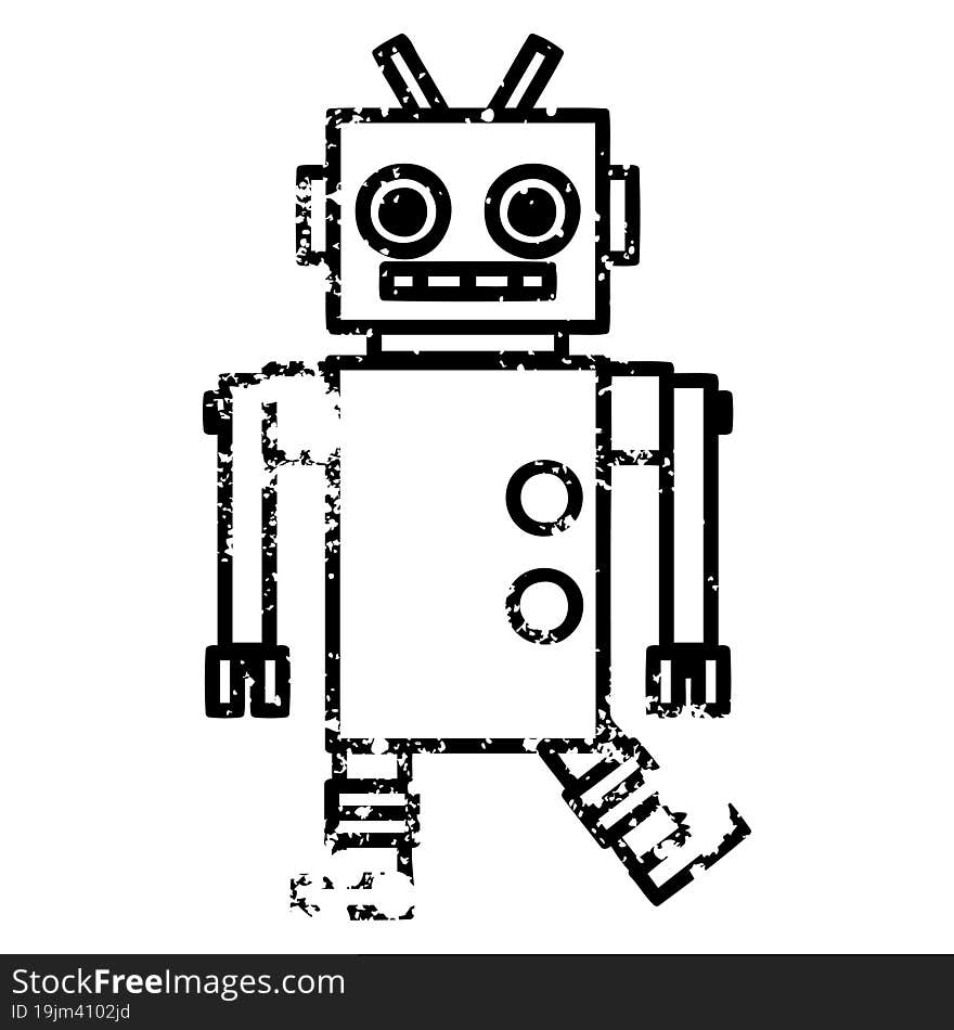 dancing robot distressed icon symbol